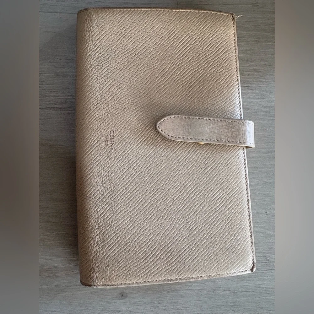 Celine Strap Continental  grained Calfskin  Wallet,Beige / Light Taupe - Picture 3 of 15